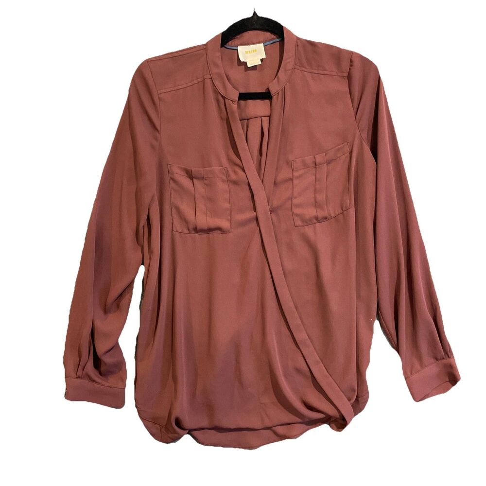Anthropologie Maeve Eva Wrap Drape Front Blouse Womens Size 2